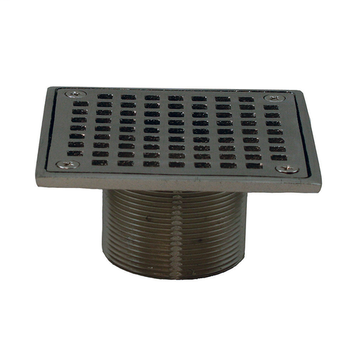 Brushed Nickel 2" Brass Spud with 4" Square Strainer