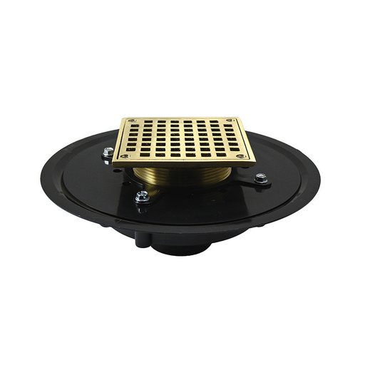 2" Heavy Duty ABS Drain Base with 3-1/2" Metal Spud and 6" Nickel Bronze Strainer