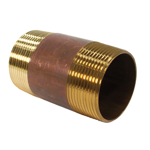 2-1/2" x 4" Red Brass Pipe Nipple, Lead Free