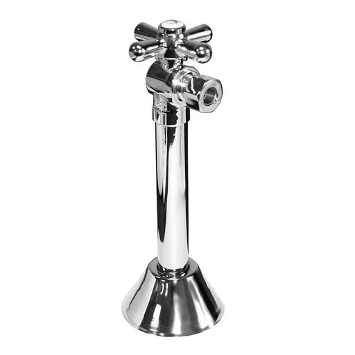 Chrome Plated Quarter Turn Angle Stop with 5" Sweat Extension and Escutcheon