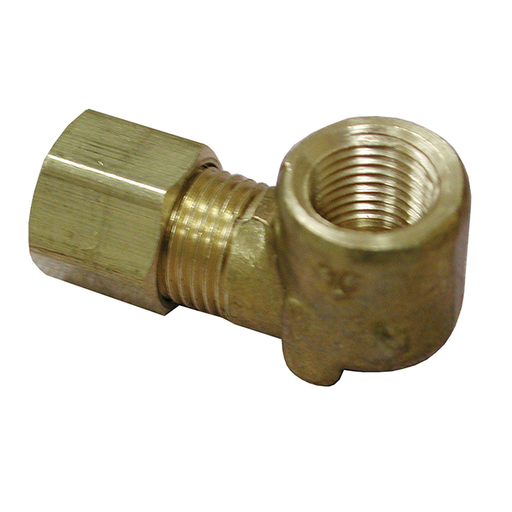 3/8" x 1/2" 90° Brass Compression x Female Elbow, Lead Free