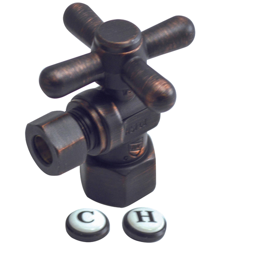 Old World Bronze Quarter Turn Angle Stop 1/2" FIP x 3/8" OD