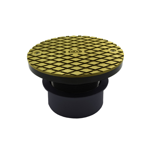 4" PVC Inside Pipe Fit Base Cleanout with 3" Plastic Spud and 6" Polished Brass Cover