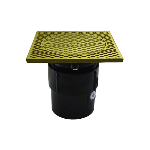 3" x 4" ABS Pipe Fit Base Cleanout with 3-1/2" Plastic Spud and 7" Polished Brass Cover