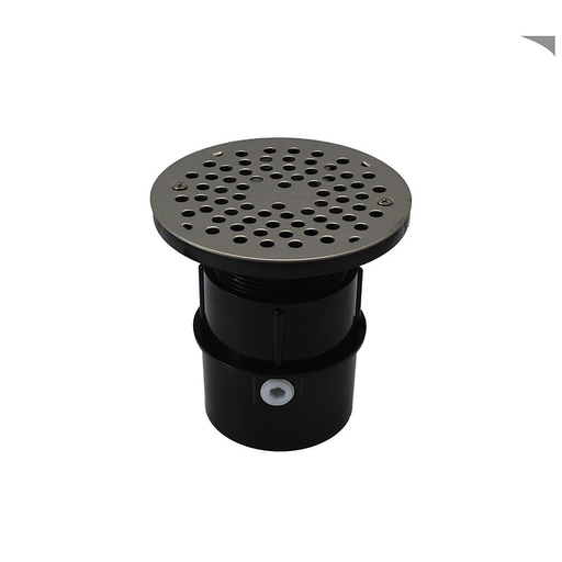 3" ABS Over Pipe Fit Drain Base with 3" Plastic Spud and 6" Stainless Steel Strainer