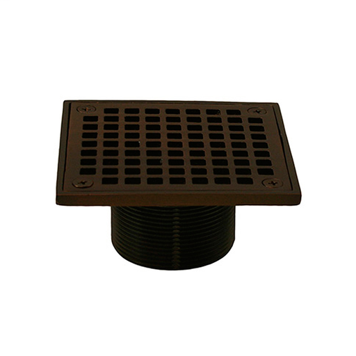 Old World Bronze 2" Brass Spud with 4" Square Strainer