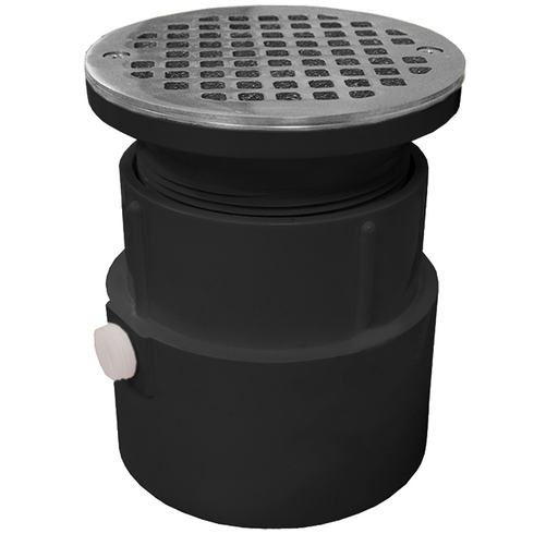 4" PVC Over Pipe Fit Drain Base with 3-1/2" Plastic Spud and 5" Stainless Steel Strainer