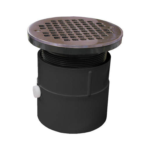 4" PVC Over Pipe Fit Drain Base with 4" Plastic Spud and 6" Chrome Plated Strainer