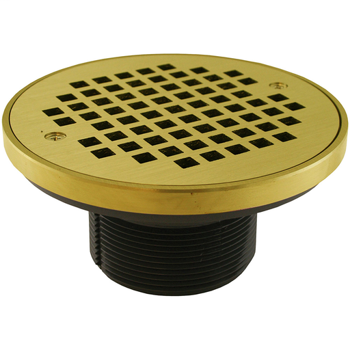 3" IPS PVC Spud with 6" Polished Brass Strainer with Ring