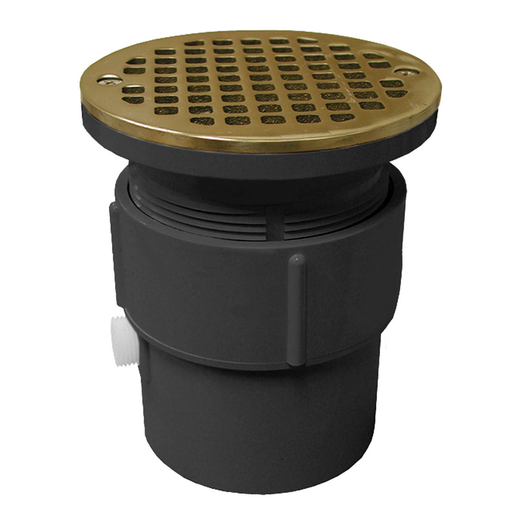 3" x 4" PVC Pipe Fit Drain Base with 3-1/2" Plastic Spud and 5" Nickel Bronze Strainer