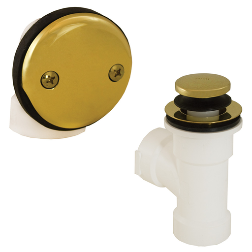 Schedule 40 PVC Two-Hole Polished Brass Toe Touch Direct T-Waste, Half Kit - No Pipe or Elbow Included