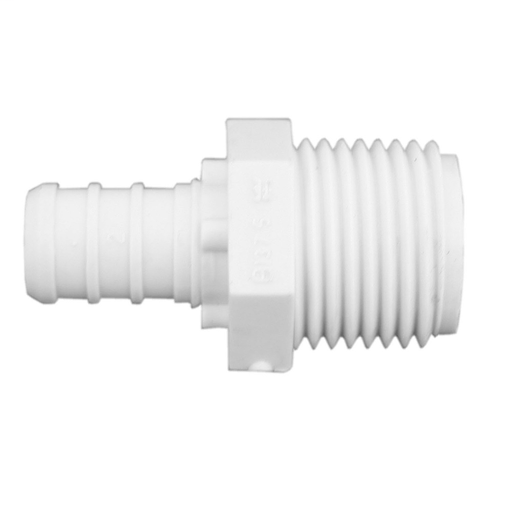 1/2" x 1/2" Plastic White PEX Adapter, Lead Free