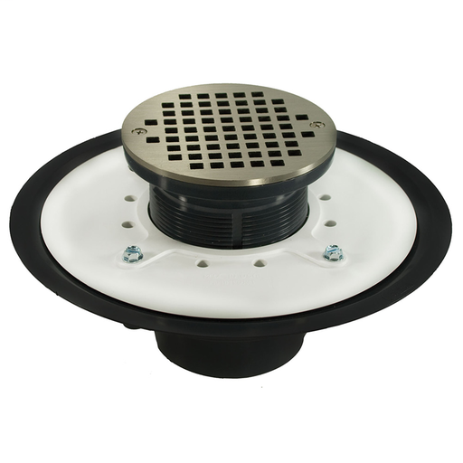 3" Heavy Duty PVC Drain Base with 3-1/2" Plastic Spud and 5" Nickel Bronze Strainer