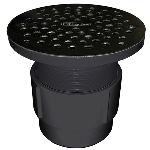 3" x 4" PVC Pipe Fit Drain Base with 3-1/2" Plastic Spud and 6" Stainless Steel Strainer