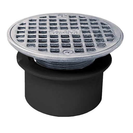 3" PVC Inside Pipe Fit Drain Base with 2" Metal Spud and 4" Chrome Plated Strainer