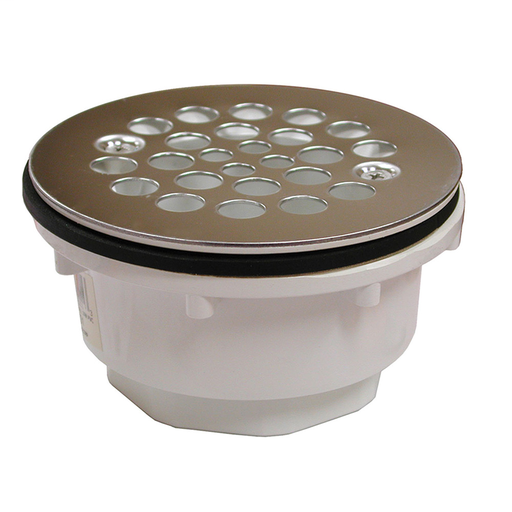 2" PVC Shower Stall Drain with Receptor Base and Satin Nickel Strainer