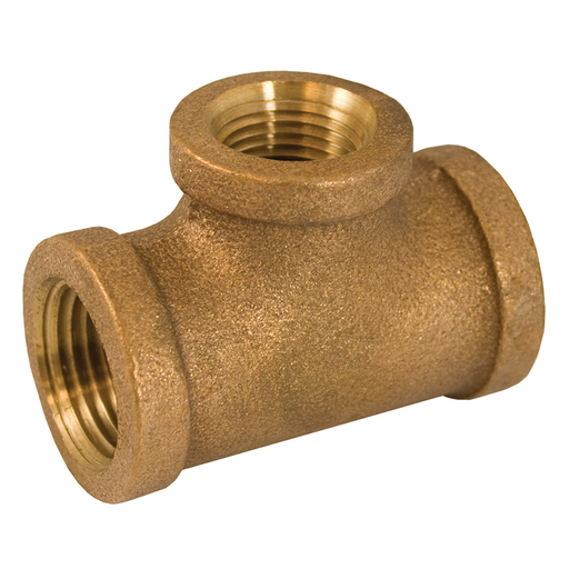 1-1/2" x 1-1/4" Bronze Reducing Tee, Lead Free