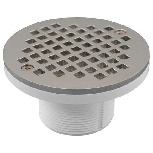 2" PVC IPS Plastic Spud with 4" Chrome Plated Round Strainer