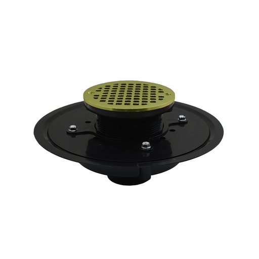2" Heavy Duty ABS Drain Base with 3-1/2" Plastic Spud and 5" Polished Brass Strainer
