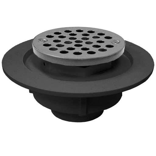 2" PVC Shower Drain/Floor Drain with Plastic Tailpiece and 4" Stainless Steel Round Strainer