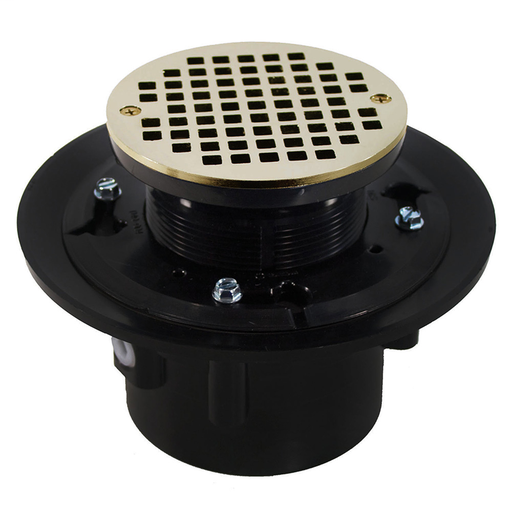 3" x 4" Heavy Duty ABS Drain Base with 3-1/2" Plastic Spud and 6" Nickel Bronze Strainer