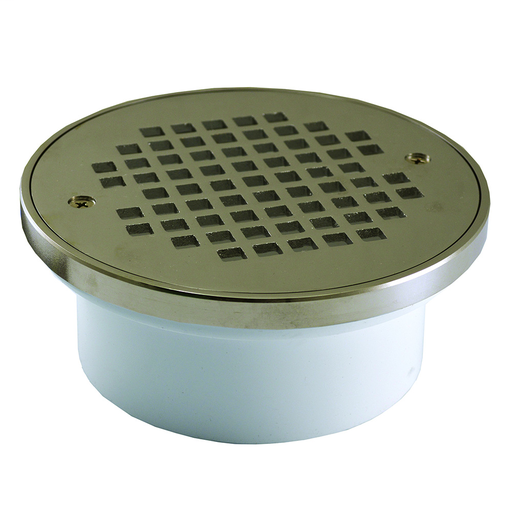 4" General Purpose PVC Drain with 6" Nickel Bronze Round Strainer with Ring