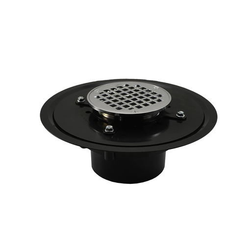 4" Heavy Duty ABS Drain Base with 3-1/2" Metal Spud and 6" Chrome Plated Strainer