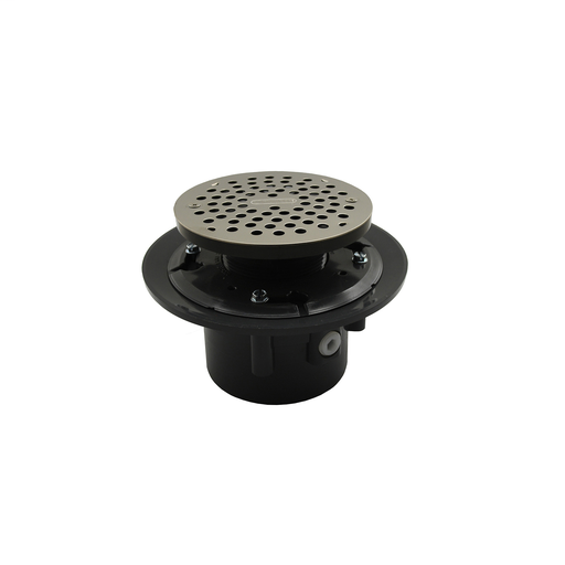 2" x 3" Heavy Duty PVC Drain Base with 4" Plastic Spud and 6" Stainless Steel Strainer