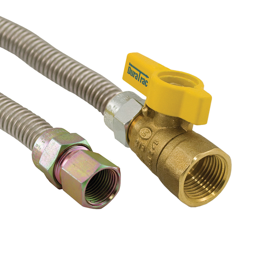 5/8" Gas Connector, Uncoated with Ball Valve, 1/2" FIP x 3/4" FIP Ball x 60"