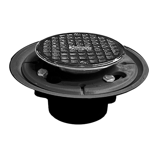 2" x 3" PVC Shower Drain/Floor Drain with Brass Tailpiece and 4" Stainless Steel Round Strainer