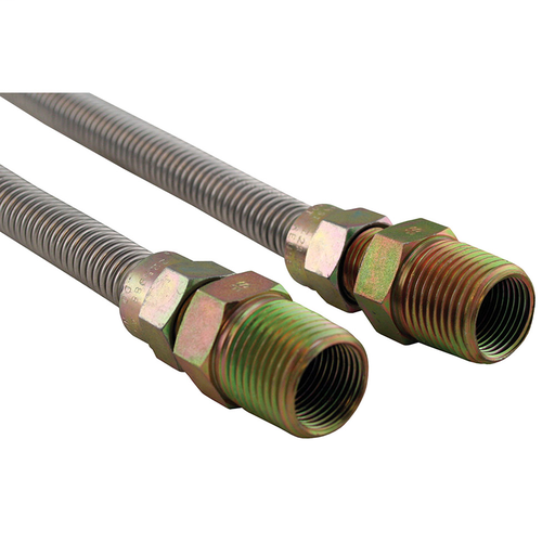 5/8" Gas Connector, Uncoated with Fitting, 1/2" MIP x 1/2" MIP x 48"