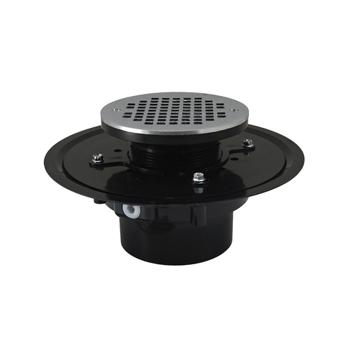 4" Heavy Duty ABS Drain Base with 3-1/2" Plastic Spud and 6" Chrome Plated Strainer