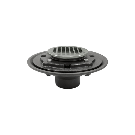 4" Heavy Duty No Hub Floor Drain/Shower Drain with 10" Pan and 5" Chrome Plated Round Strainer - Height 4-1/2" - 6-1/2"