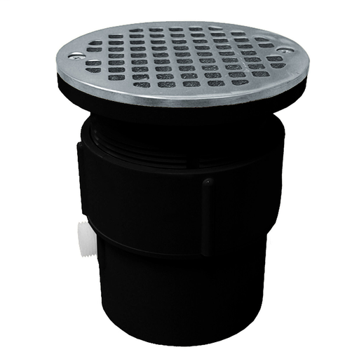 3" x 4" ABS Pipe Fit Drain Base with 3-1/2" Plastic Spud and 5" Stainless Steel Strainer
