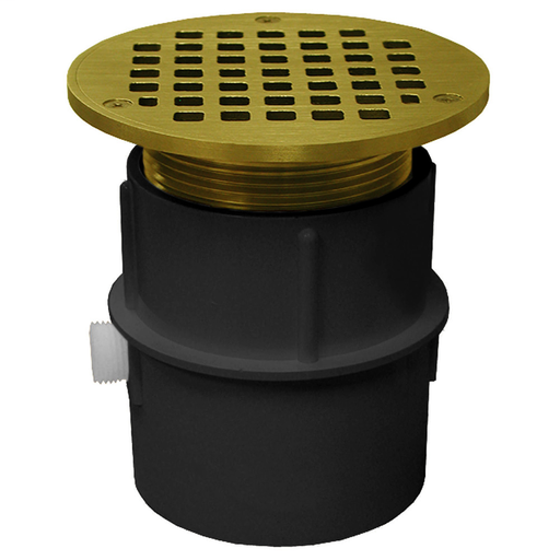 3" PVC Over Pipe Fit Drain Base with 3" Metal Spud and 5" Polished Brass Strainer