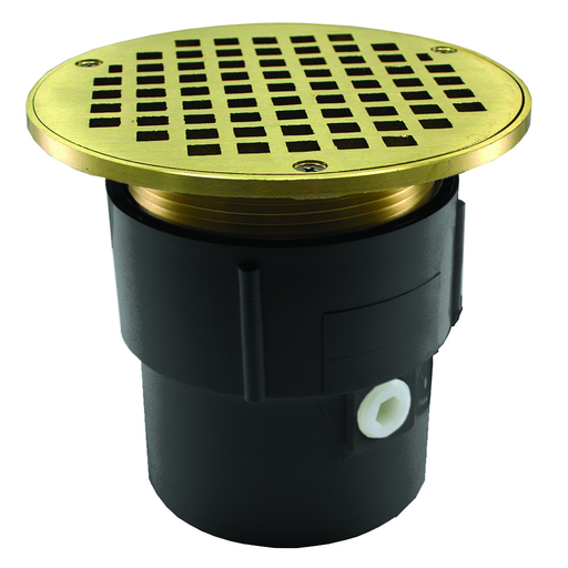 3" x 4" PVC Pipe Fit Drain Base with 3-1/2" Metal Spud and 8" Nickel Bronze Strainer