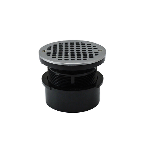 4" ABS Hub Fit Drain Base with 3-1/2" Plastic Spud and 5" Chrome Plated Strainer