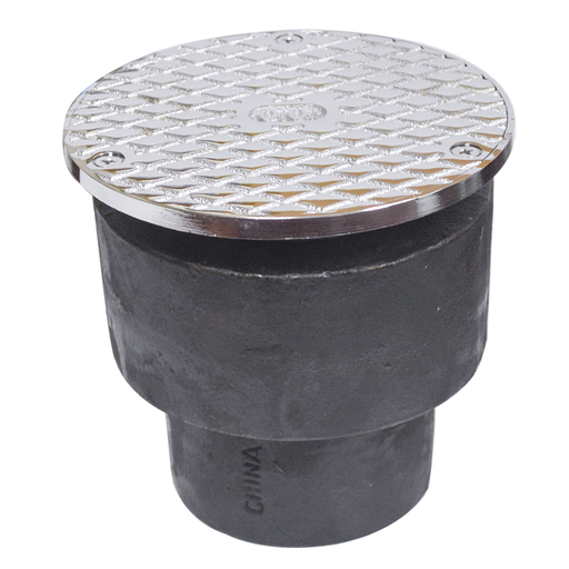 3" No Hub Adjustable Cleanout with 5" Chrome Plated Cover - 4-7/8" - 6" Height