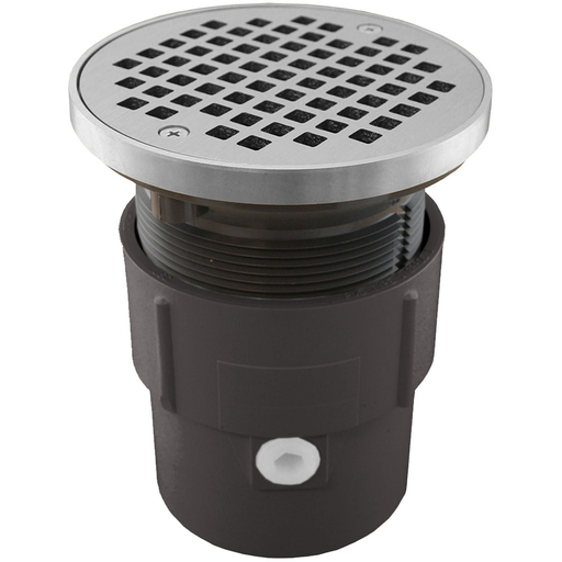 3" x 4" PVC Pipe Fit Drain Base with 3-1/2" Plastic Spud and 5" Chrome Plated Strainer with Ring