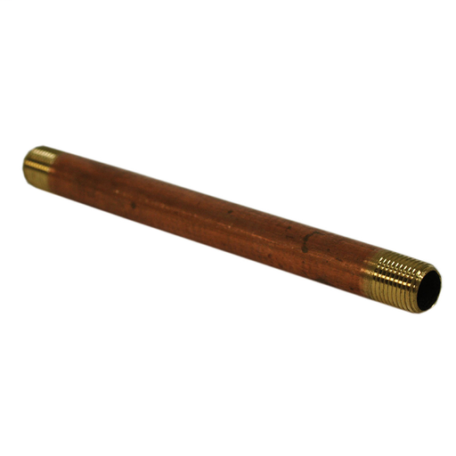 1/8" x 4" Red Brass Pipe Nipple, Lead Free