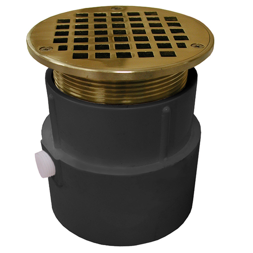 4" PVC Over Pipe Fit Drain Base with 3-1/2" Metal Spud and 5" Nickel Bronze Strainer