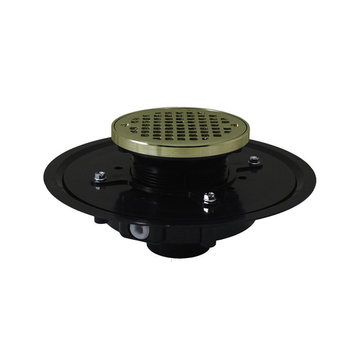 4" Heavy Duty ABS Drain Base with 3-1/2" Plastic Spud and 6" Nickel Bronze Strainer with Ring