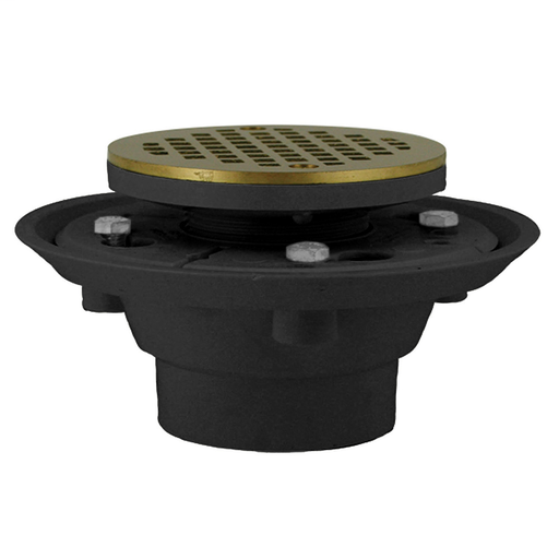 2" X 3" PVC Shower Drain/Floor Drain with 4" Nickel Bronze Cast Round Strainer