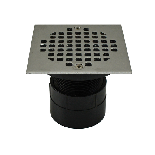 2" ABS Over Pipe Fit Drain Base with 2" Plastic Spud and 4" Chrome Plated Strainer