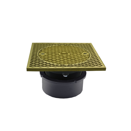 4" PVC Inside Pipe Fit Base Cleanout with 3-1/2" Plastic Spud and 7" Polished Brass Cover