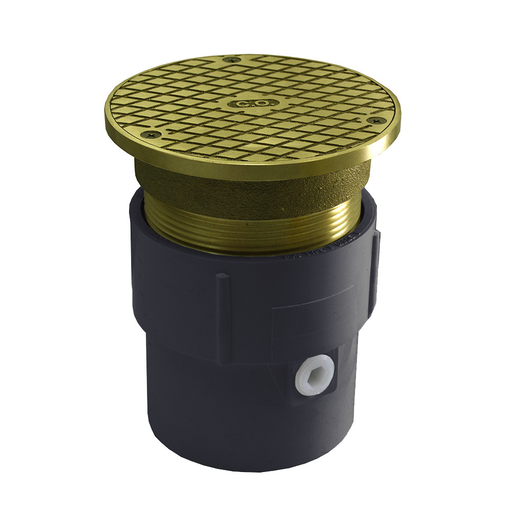 3" x 4" PVC Pipe Fit Base Cleanout with 3-1/2" Metal Spud and 5" Polished Brass Cover
