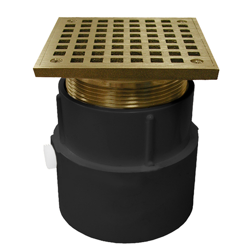 4" PVC Over Pipe Fit Drain Base with 3-1/2" Metal Spud and 5" Nickel Bronze Strainer