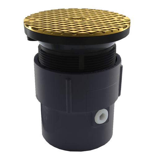 3" x 4" PVC Pipe Fit Base Cleanout with 3-1/2" Plastic Spud and 5" Polished Brass Cover