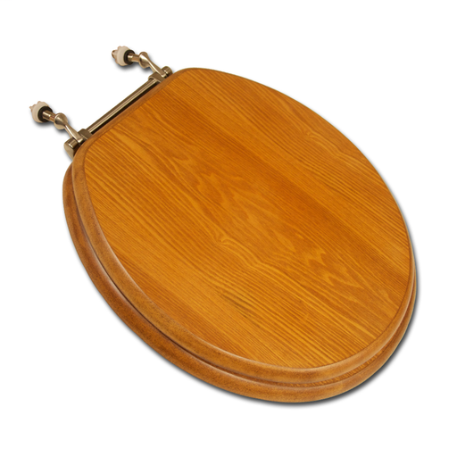 Decorative Wood Seat, Light Oak Finish, Brushed Nickel Hinge, Round Closed Front with Cover