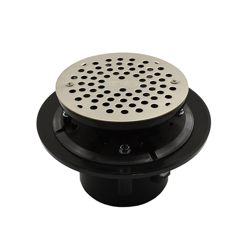 3"x 4" Heavy Duty ABS Drain Base with 3-1/2" Plastic Spud and 5" Stainless Steel Strainer